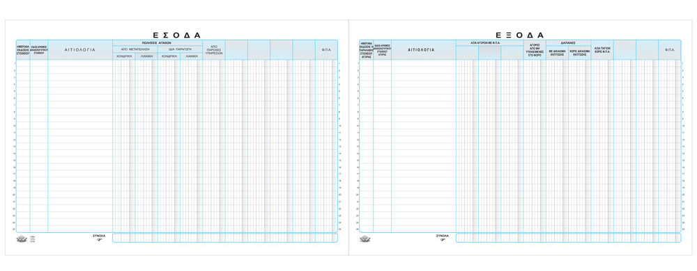 Βιβλίο Εσόδων Εξόδων αριθμημένο 100φ