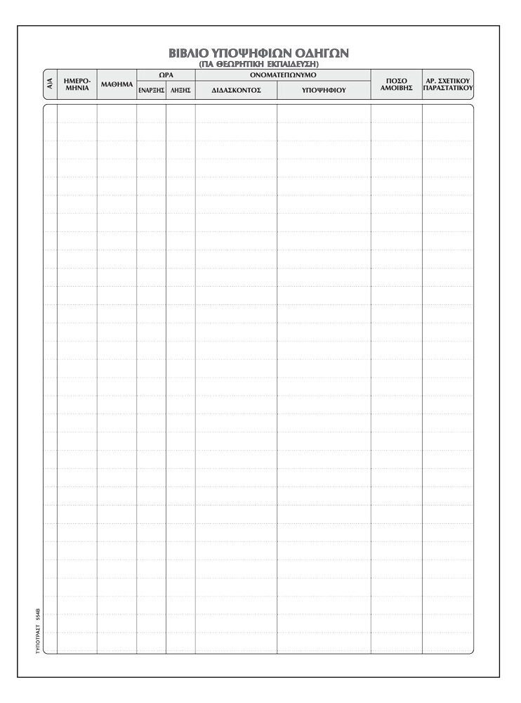 Βιβλίο Υποψήφιων Οδηγών (Θεωρητική εκπαίδευση)