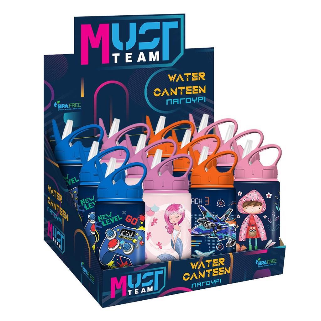 Παγούρι Παιδικό Must Team 500ml Αλουμινίου με καλαμάκι 4 Σxέδια