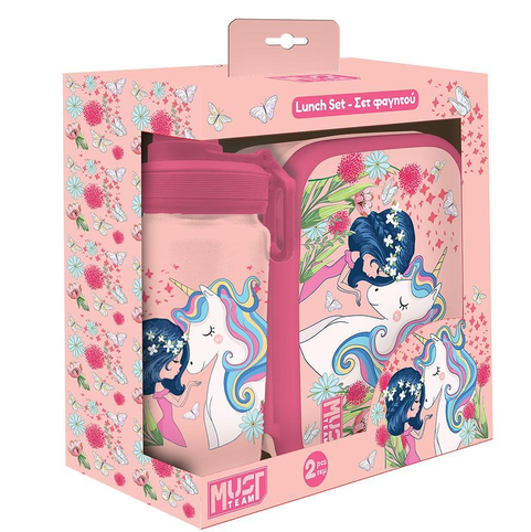 Σετ Φαγητού Must Team Unicorn Girl Φαγητοδοχείο PP 800ml-Παγούρι Αλουμινίου 500ml