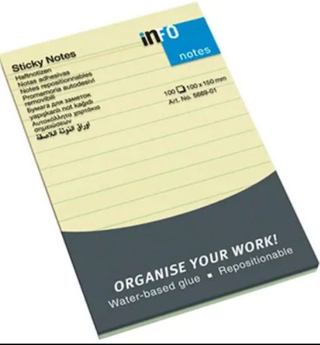 Info Χαρτακια Κιτρινα Με Γραμμες 100mmx150mm