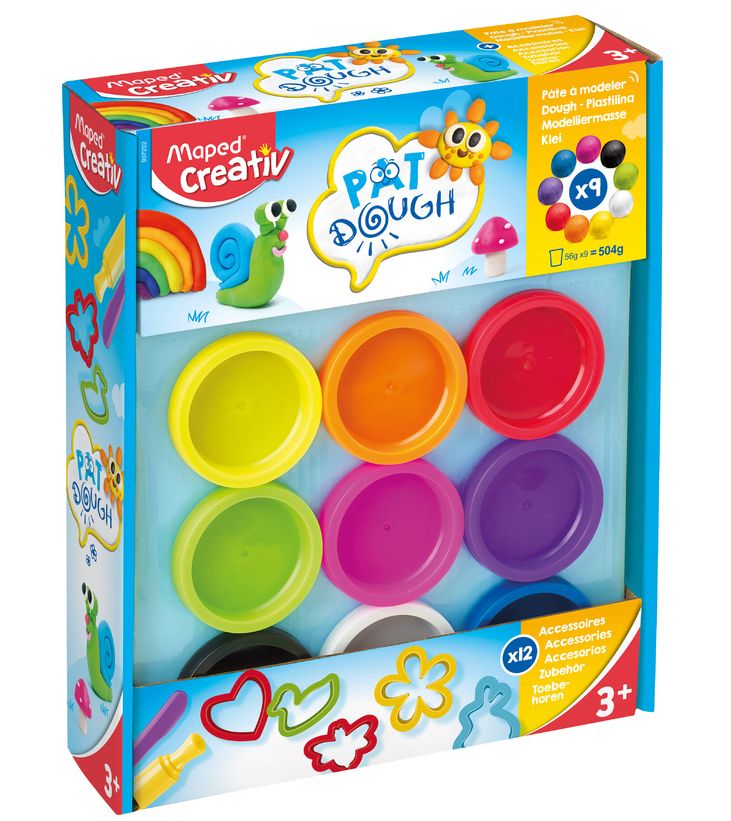 Σετ 9 πλαστοζυμαράκια και 12 αξεσουάρ Maped Creativ - Pat Dough