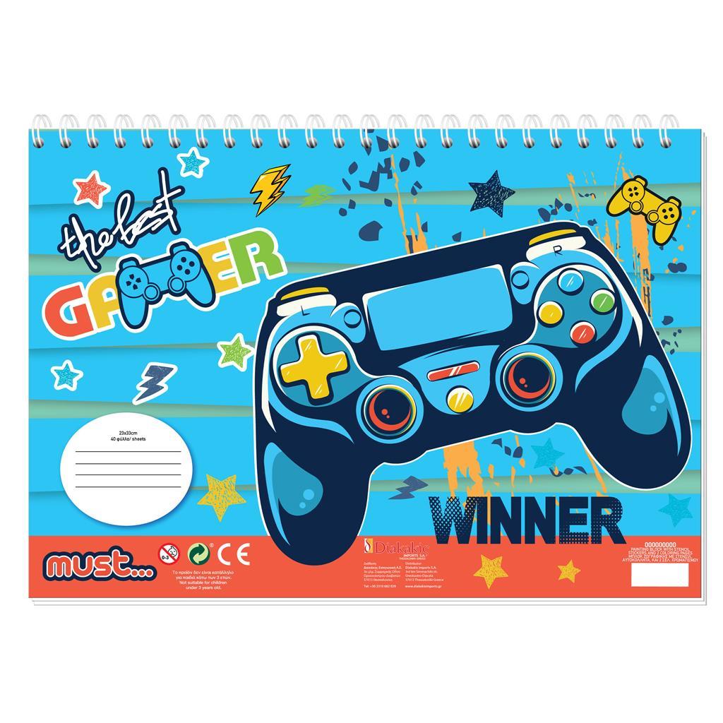 Μπλοκ Ζωγραφικής Must Let S Go Play - Gamer 23x33