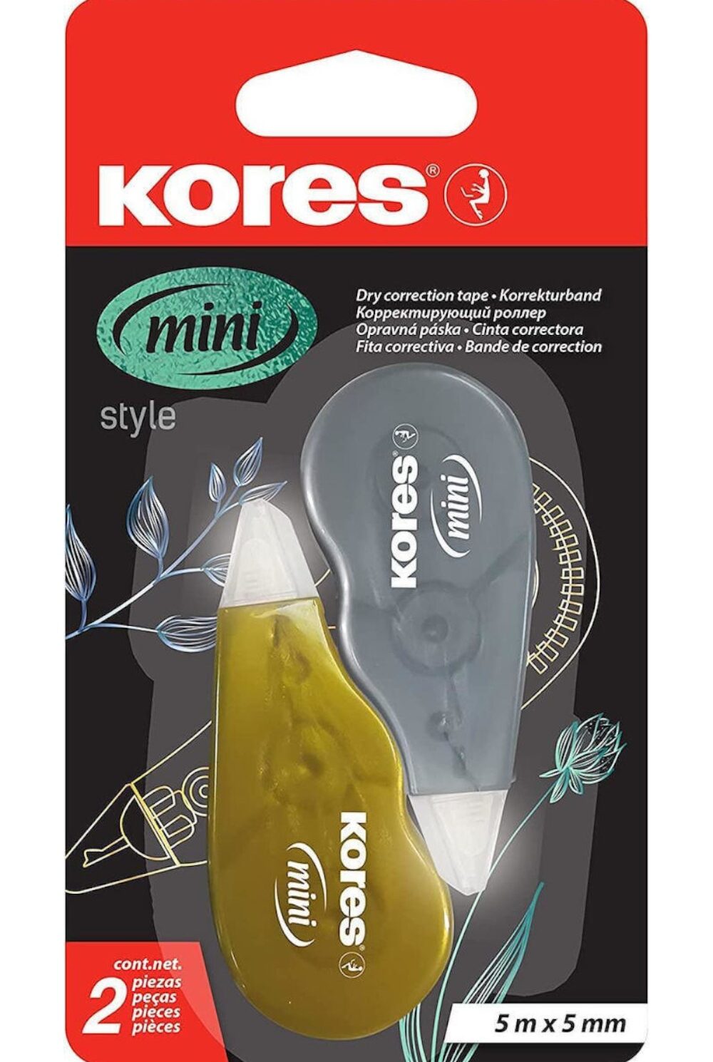 Kores Σετ 2τμχ Διορθωτικές Ταινίες Mini Χρυσό και Ασημί