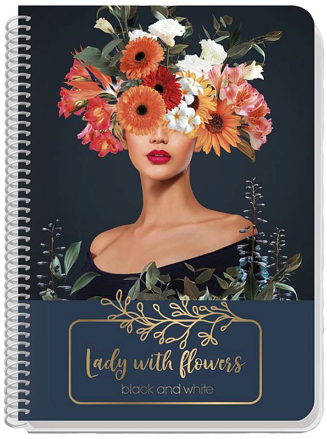 Τετράδιο σπιράλ Black&White - Lady with flowers