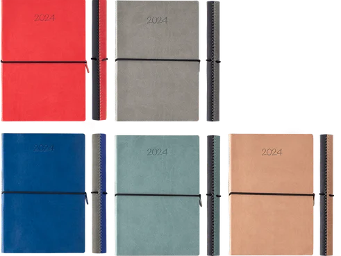 ΗΜΕΡΟΛΟΓΙΟ ΗΜΕΡΗΣΙΟ ΜΕ ΛΑΣΤΙΧΟ ΕΥΚΑΜΠΤΟ ΕΞΩΦΥΛΛΟ ΔΕΡΜΑΤΙΝΗ 14x21cm WIGGLY