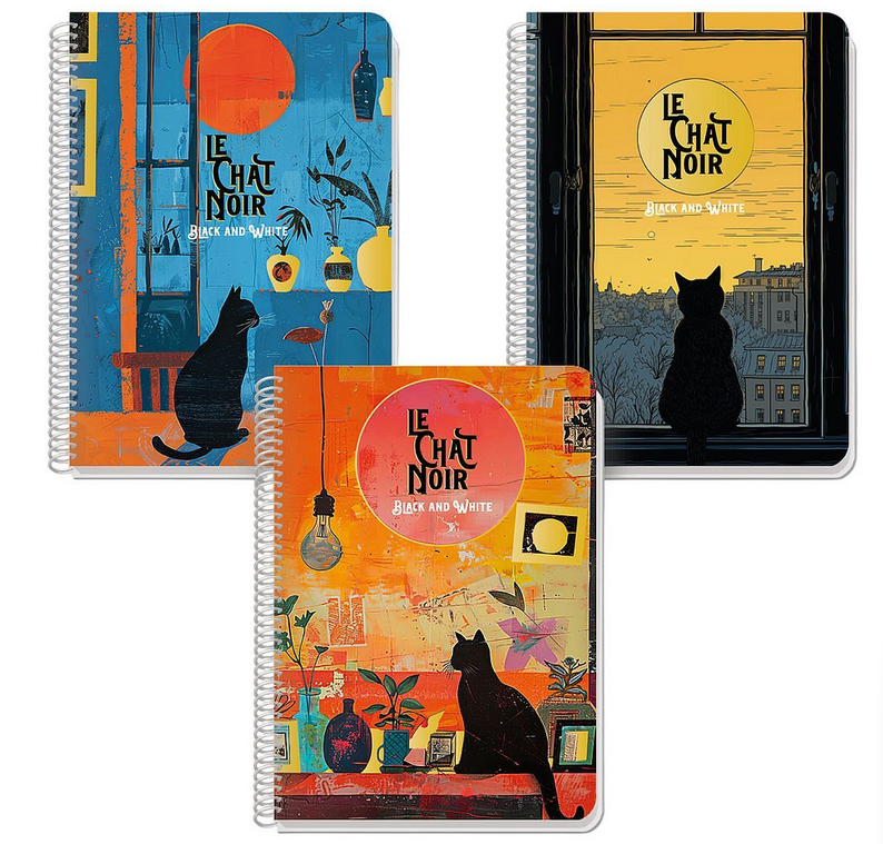 Τετράδιο με σπιράλ Black&White Black Cat