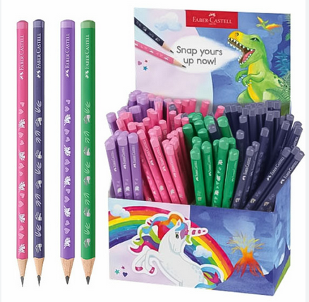 Μολύβι Faber Jumbo δεινόσαυρος πράσινο HB/μονόκερος μωβ HB