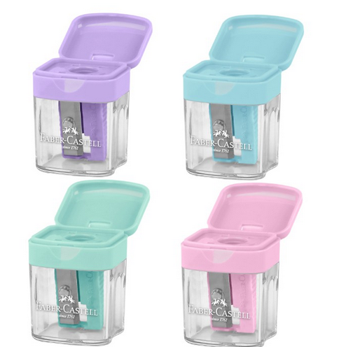 Ξύστρα Faber mini box pastel διαφ. χρώματα