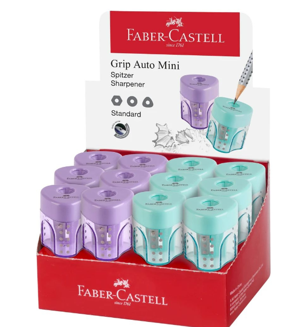 Ξύστρα μονή με δοχείο Mini - Faber-Castell Auto Grip Mini